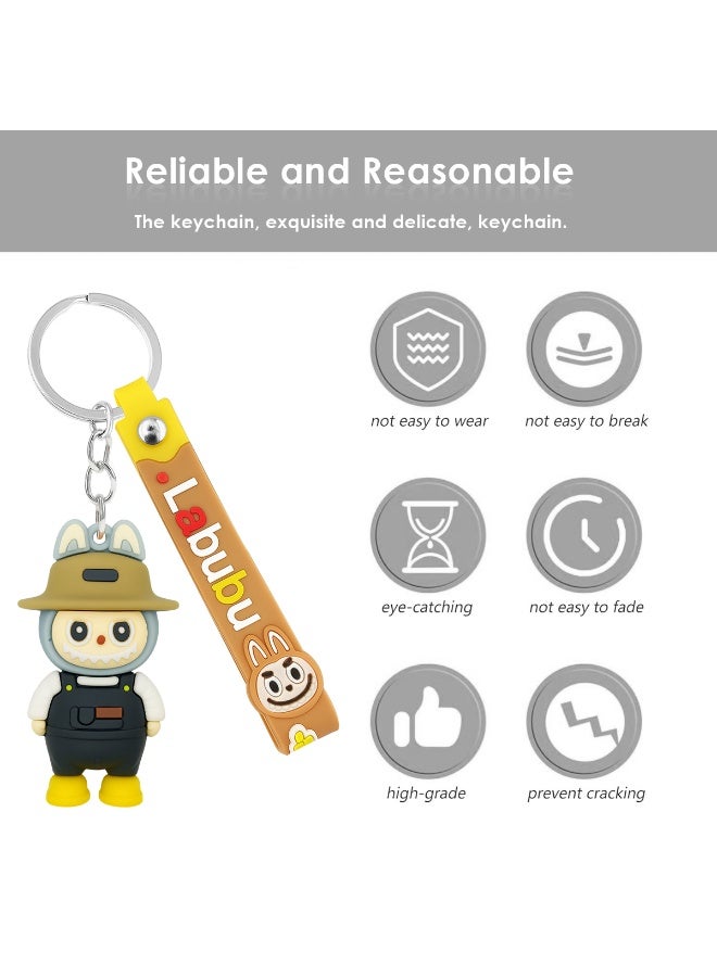 Labubu Cartoon Character Keychain | Soft PVC Rubber Keyring with Strap | Cute Doll Design for Bags, Keys, and Backpacks | Durable Metal Chain | Gift for Friends, Kids & Family - Image 5