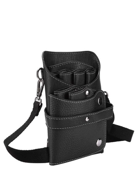 Scissors Shear Hairdressing Waist Holder Case Bag, Barber Scissor Pouch Holster with Belt for Hairdressers, Durable for Pumps Useful Pu Leather,Black