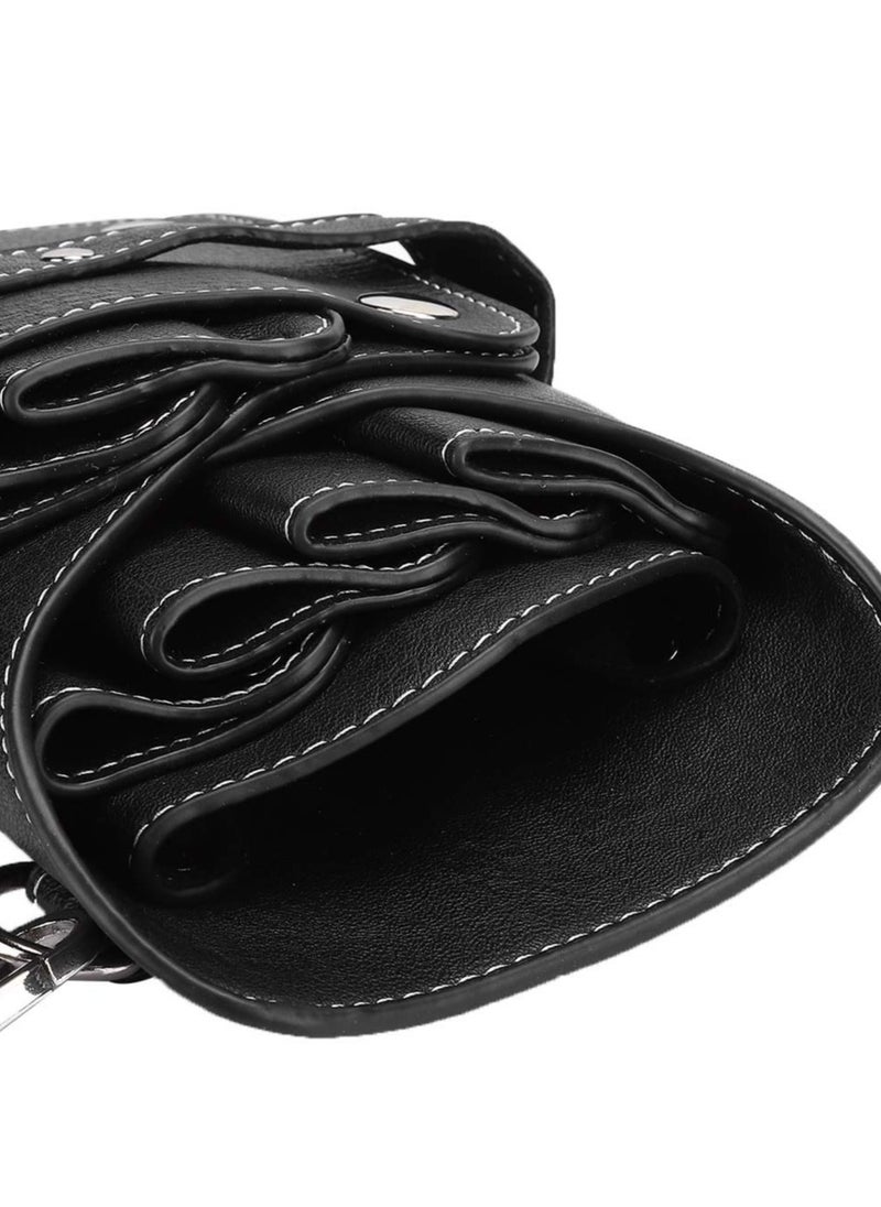 Scissors Shear Hairdressing Waist Holder Case Bag, Barber Scissor Pouch Holster with Belt for Hairdressers, Durable for Pumps Useful Pu Leather,Black
