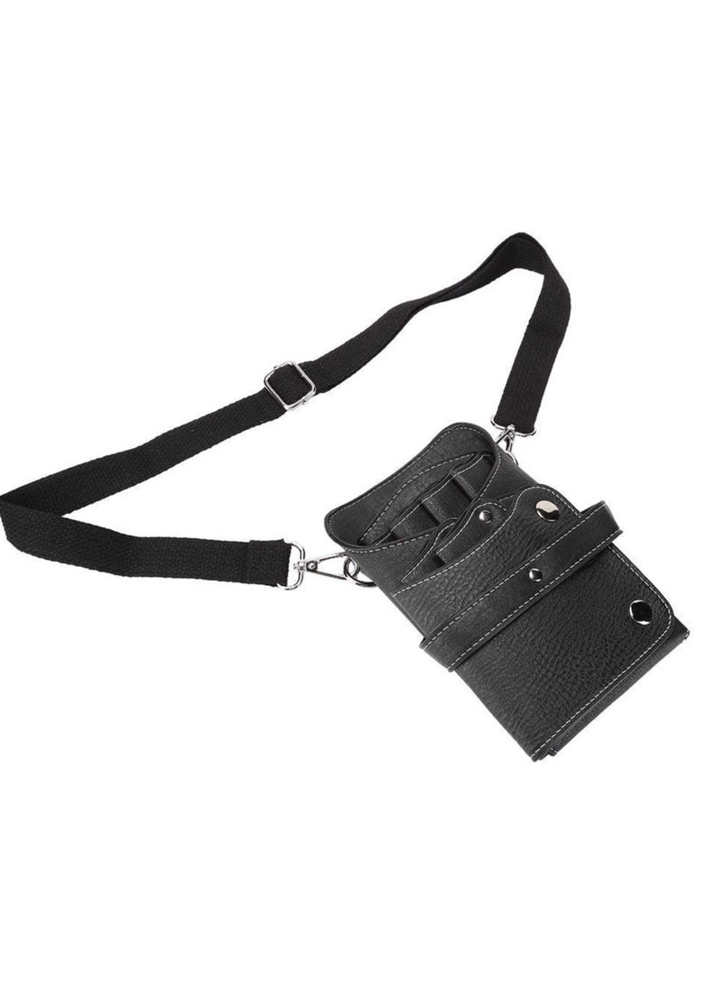 Scissors Shear Hairdressing Waist Holder Case Bag, Barber Scissor Pouch Holster with Belt for Hairdressers, Durable for Pumps Useful Pu Leather,Black