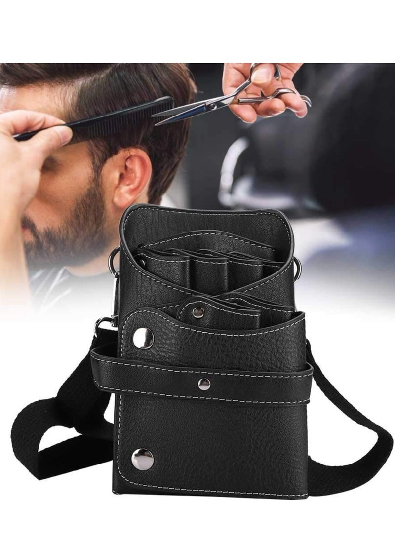 Scissors Shear Hairdressing Waist Holder Case Bag, Barber Scissor Pouch Holster with Belt for Hairdressers, Durable for Pumps Useful Pu Leather,Black