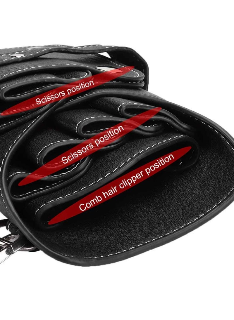 Scissors Shear Hairdressing Waist Holder Case Bag, Barber Scissor Pouch Holster with Belt for Hairdressers, Durable for Pumps Useful Pu Leather,Black