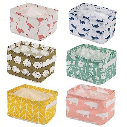 VLTUJA Foldable Waterproof Baskets Square Cotton Organizer Box with Handles Storage Basket Decorative Fabric Tray Storage Canvas Storage Bins MultiPattern 3 - Image 1