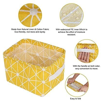 VLTUJA Foldable Waterproof Baskets Square Cotton Organizer Box with Handles Storage Basket Decorative Fabric Tray Storage Canvas Storage Bins MultiPattern 3 - Image 4