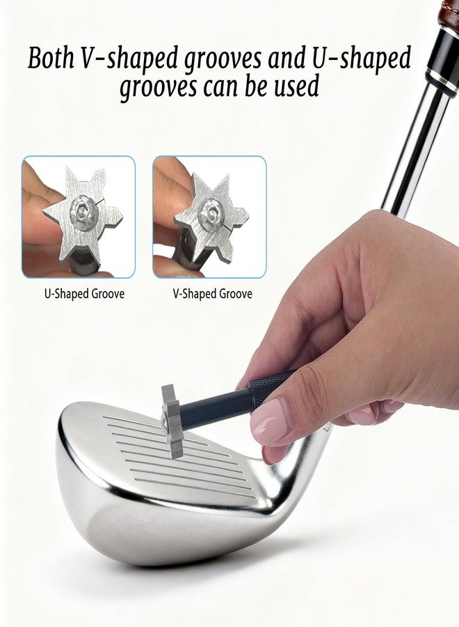Ykimok Golf Club Groove Sharpener with 6 Heads, Re-Grooving and Cleaning Tool for Irons and Wedges, Groove Sharpener with Storage Tube, Black - Image 4