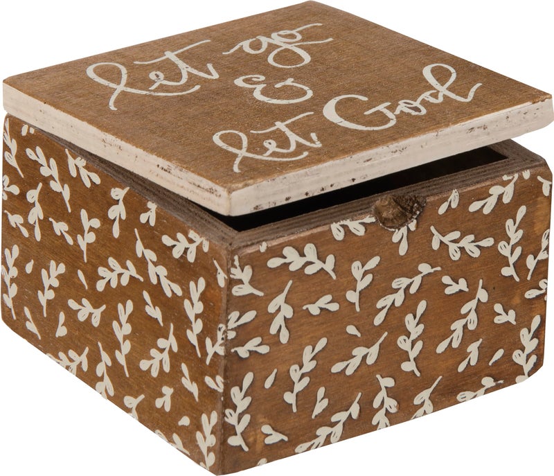 Primitives by Kathy Primitives by Kathy Kitchen Hinged Wooden Box  Let Go and Let God 4 x 4 x 275inch 