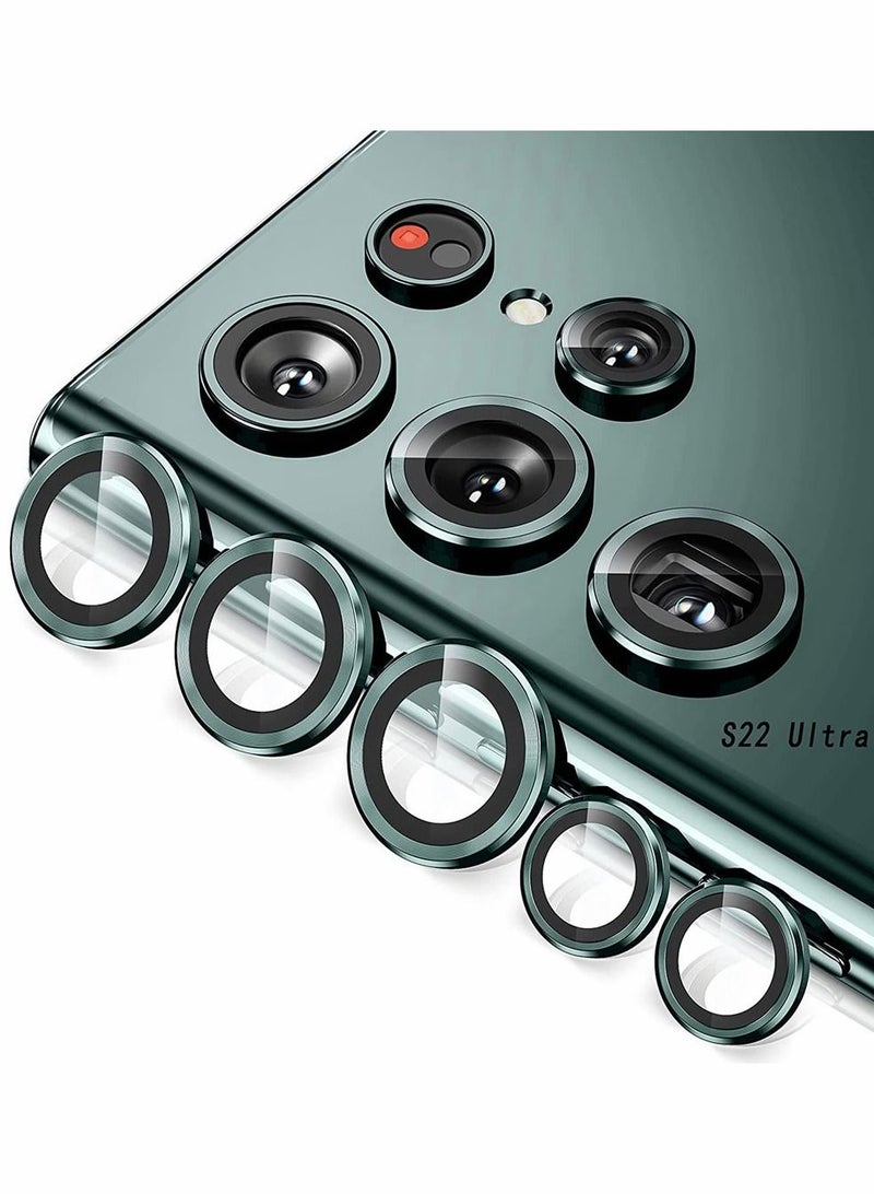 SYOSI 5PCS for Galaxy S22 Ultra 5G Camera Lens Protector Tempered Glass Cover Screen Scratch Resistant Ultrathin Metal Individual Ring Green  - Image 1