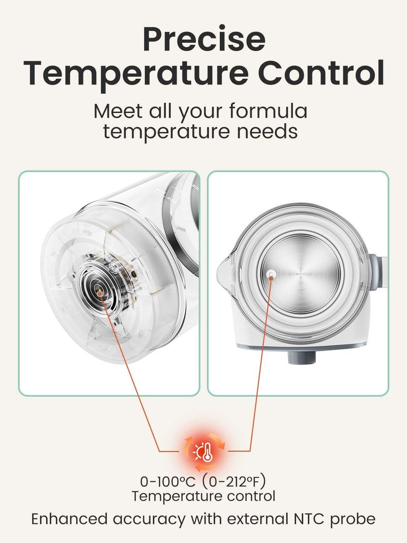GROWNSY Baby Instant Warmer, Glass Water Boiler with Accurate Temperature Control for Formula, Coffee and Tea, 1.3 Liter Electric Kettle with LCD Display and Timer  - Image 4
