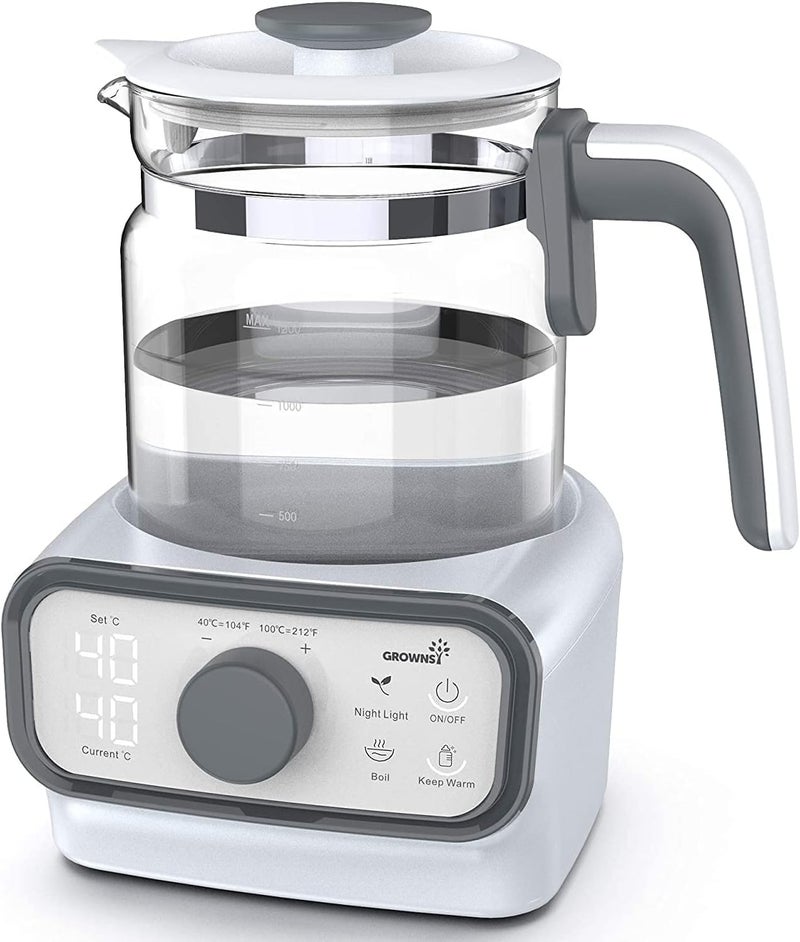 GROWNSY Baby Instant Warmer, Glass Water Boiler with Accurate Temperature Control for Formula, Coffee and Tea, 1.3 Liter Electric Kettle with LCD Display and Timer  - Image 1