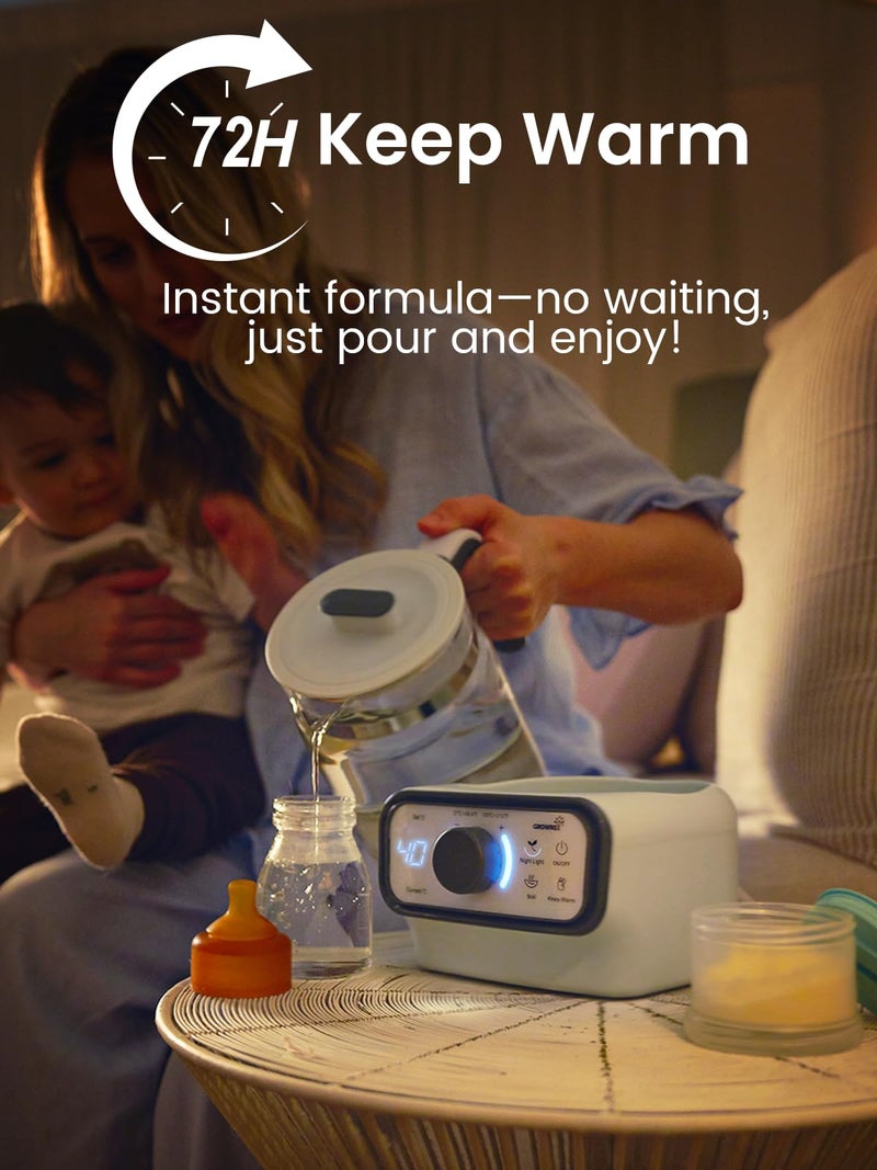 GROWNSY Baby Instant Warmer, Glass Water Boiler with Accurate Temperature Control for Formula, Coffee and Tea, 1.3 Liter Electric Kettle with LCD Display and Timer  - Image 5