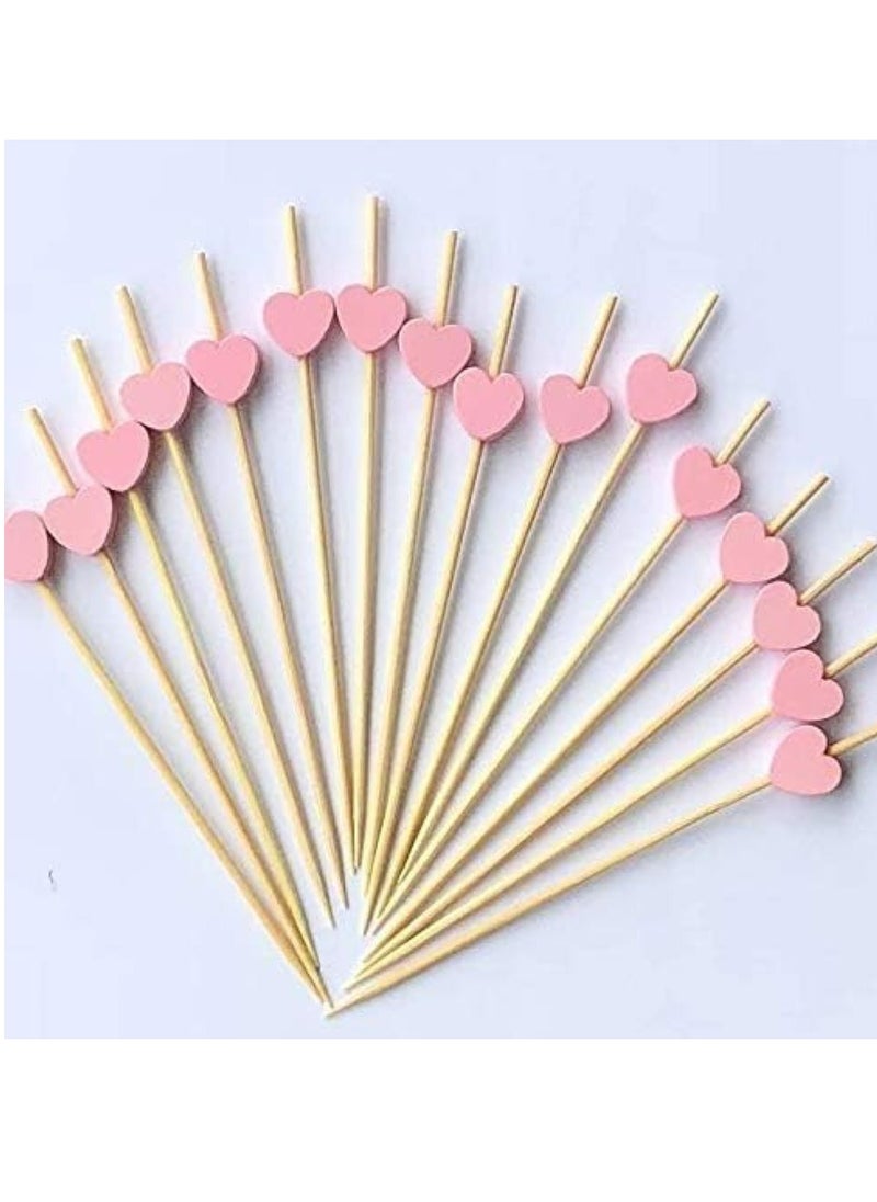 Oasisgalore 100pcs 4.7" Handmade Pink Heart Bamboo Cocktail Picks, Party Suppliesail Picks Party Supplies.  - Image 4