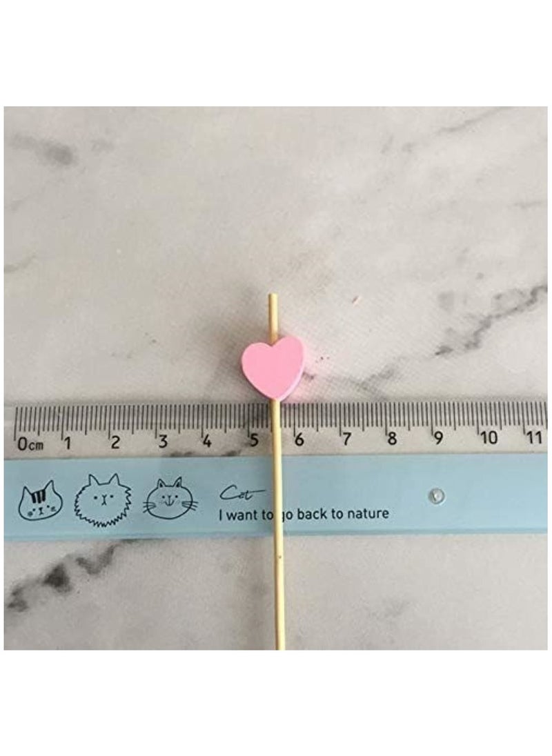 Oasisgalore 100pcs 4.7" Handmade Pink Heart Bamboo Cocktail Picks, Party Suppliesail Picks Party Supplies.  - Image 5