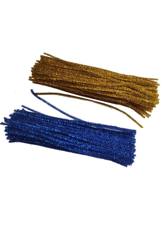 جيلوكيبو 200 قطعة من منظفات الأنابيب المعدنية اللامعة المصنوعة من الشنيل اللامعة، أعواد سلكية كبيرة للحرف اليدوية اليدوية وحفلات الزفاف والمنزل وديكور عطلة عيد الميلاد (ذهبي أزرق) - Image 1