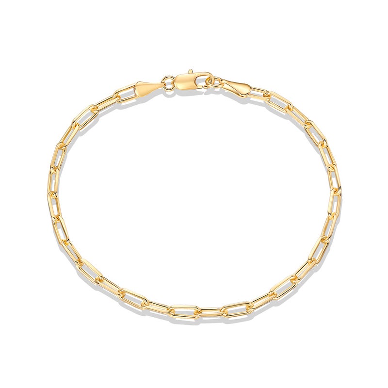 PAVOI 14K Gold Plated Paperclip/Curb/Figaro Chain Adjustable Bracelet for Women (Paperclip, Yellow Gold Plated) - Image 1