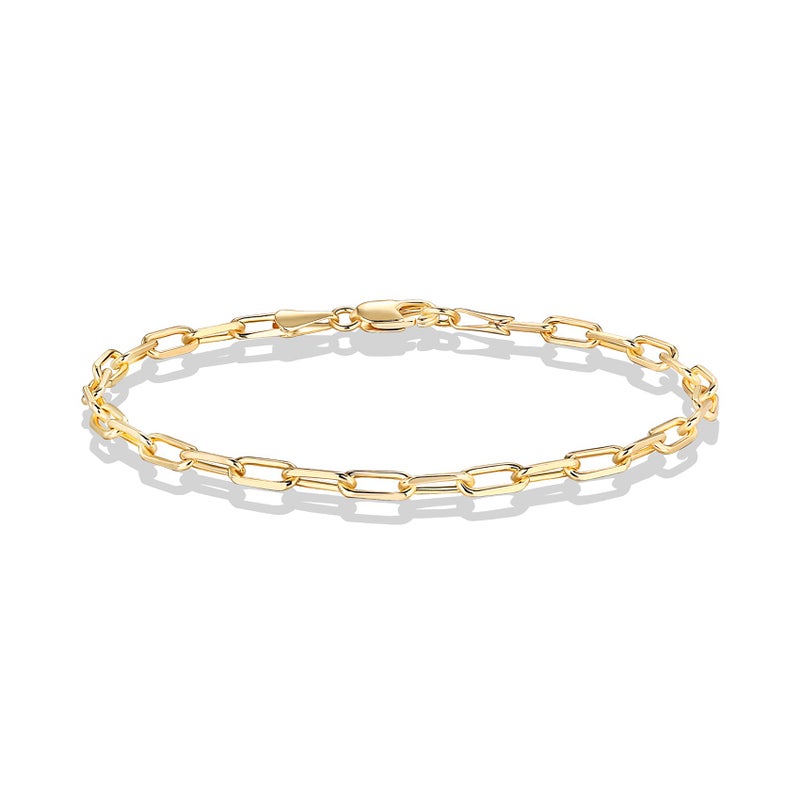 PAVOI 14K Gold Plated Paperclip/Curb/Figaro Chain Adjustable Bracelet for Women (Paperclip, Yellow Gold Plated) - Image 3