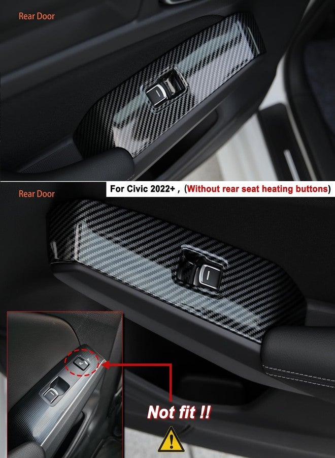 Thenice ثينيس متوافق مع أكسسوارات هوندا سيفيك غطاء لوحة التحكم في النوافذ غطاء مسند الذراع trims ملحق داخلي لسيفيك 2022 2023 2024 2025 2026 (طباعة ألياف الكربون) - Image 3