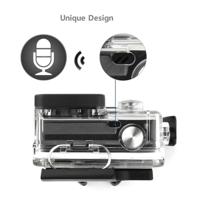 SOONSUN حافظة هيكلية واقية مفتوحة من الجانب SOONSUN مع باب خلفي يعمل باللمس LCD لكاميرا GoPro Hero 4 و Hero 3+ و Hero 3 - شفاف واضح - Image 4