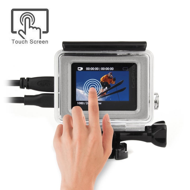 SOONSUN حافظة هيكلية واقية مفتوحة من الجانب SOONSUN مع باب خلفي يعمل باللمس LCD لكاميرا GoPro Hero 4 و Hero 3+ و Hero 3 - شفاف واضح - Image 5