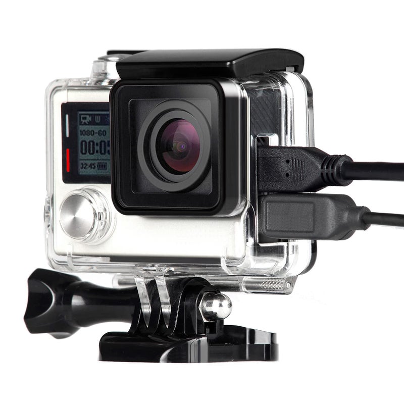 SOONSUN حافظة هيكلية واقية مفتوحة من الجانب SOONSUN مع باب خلفي يعمل باللمس LCD لكاميرا GoPro Hero 4 و Hero 3+ و Hero 3 - شفاف واضح - Image 2