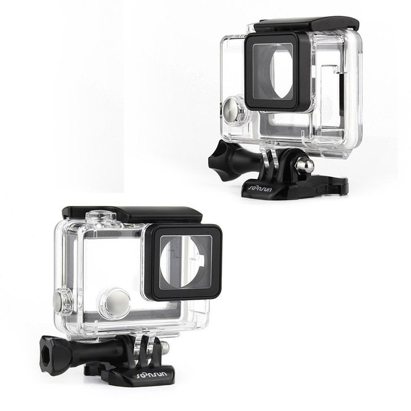 SOONSUN حافظة هيكلية واقية مفتوحة من الجانب SOONSUN مع باب خلفي يعمل باللمس LCD لكاميرا GoPro Hero 4 و Hero 3+ و Hero 3 - شفاف واضح - Image 1