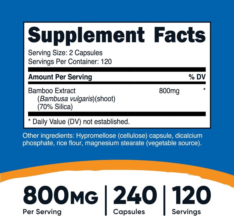 Nutricost Bamboo Extract 400 mg 240 Capsules  Vegan Gluten Free and NonGMO  120 Servings with 800 mg - Image 2