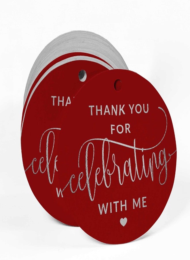 Inkdotpot Silver Foil Thankyou for Celebrating with Me Birthday Tag Favor Hang Paper Tag 100 Piece - Image 2