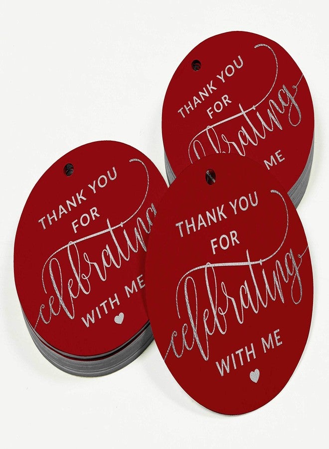 Inkdotpot Silver Foil Thankyou for Celebrating with Me Birthday Tag Favor Hang Paper Tag 100 Piece - Image 3