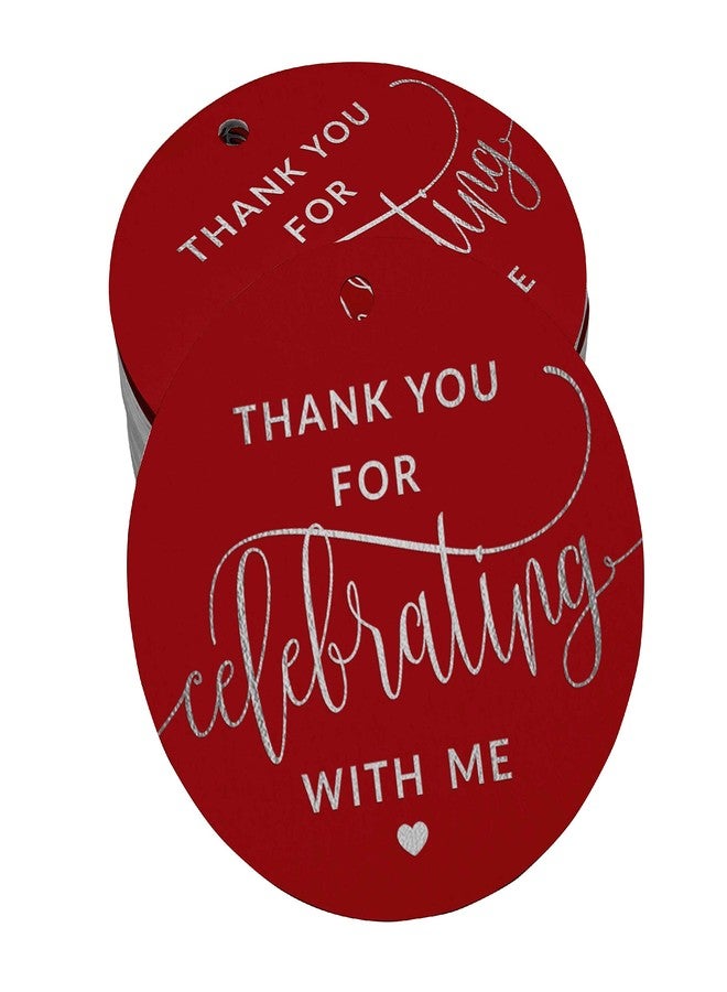 Inkdotpot Silver Foil Thankyou for Celebrating with Me Birthday Tag Favor Hang Paper Tag 100 Piece - Image 1