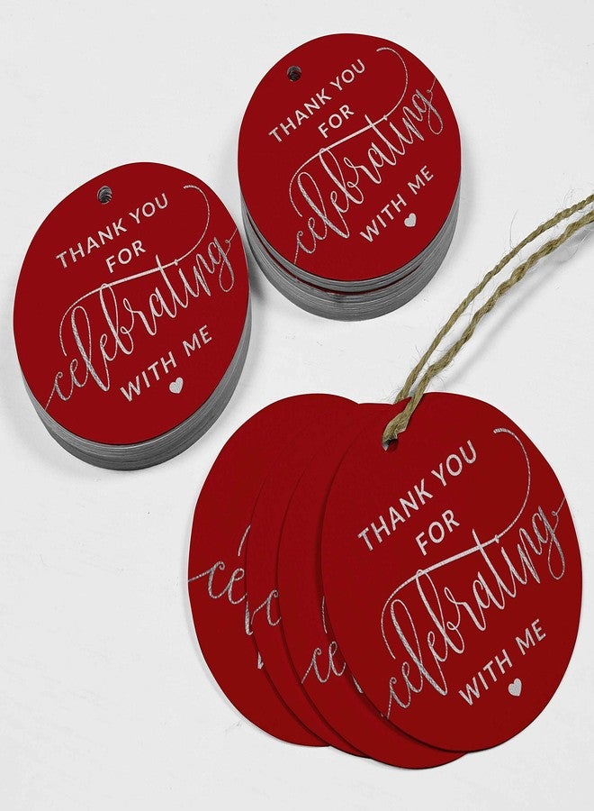 Inkdotpot Silver Foil Thankyou for Celebrating with Me Birthday Tag Favor Hang Paper Tag 100 Piece - Image 4
