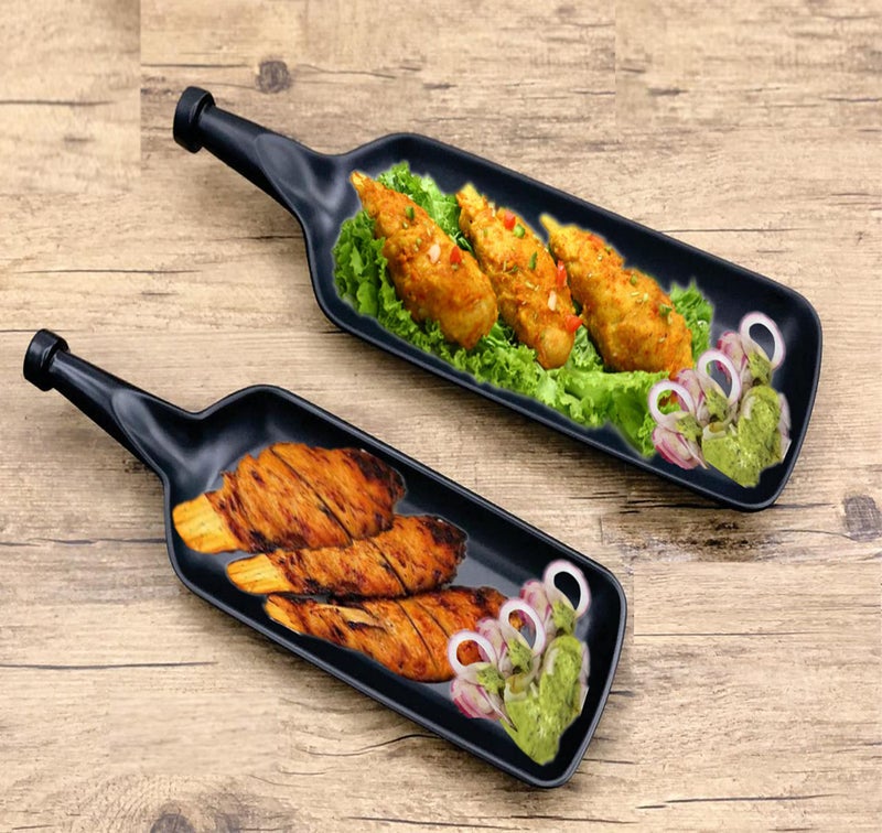 ZIDO Exclusive Pack of 2 Multipurpose Bat-Shape Serving Platter for All Types of Snacks Like Noodles, Chilly Potato, Pasta, Chaap, Paneer Tikka, Tandoori Items and as Your Wish. - Image 5