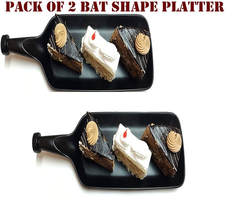 ZIDO Exclusive Pack of 2 Multipurpose Bat-Shape Serving Platter for All Types of Snacks Like Noodles, Chilly Potato, Pasta, Chaap, Paneer Tikka, Tandoori Items and as Your Wish. - Image 4