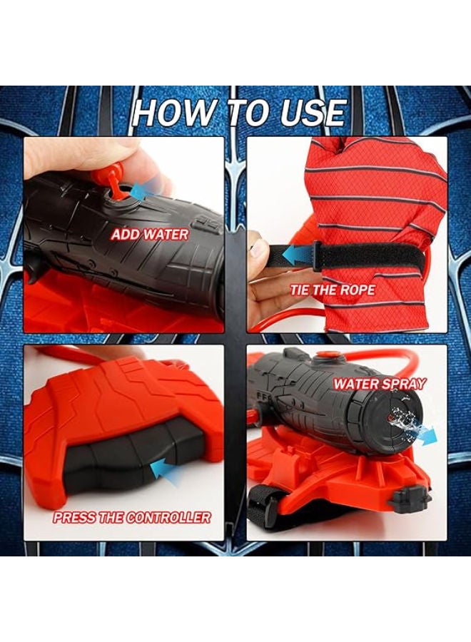 Water Gun Toy, Water Gun for Children Adults, Water Spray Gun with Spider Launcher Gloves, Summer Swimming Pool Beach Outdoor Fun Water Battle Toy (Black/Red) - Image 2