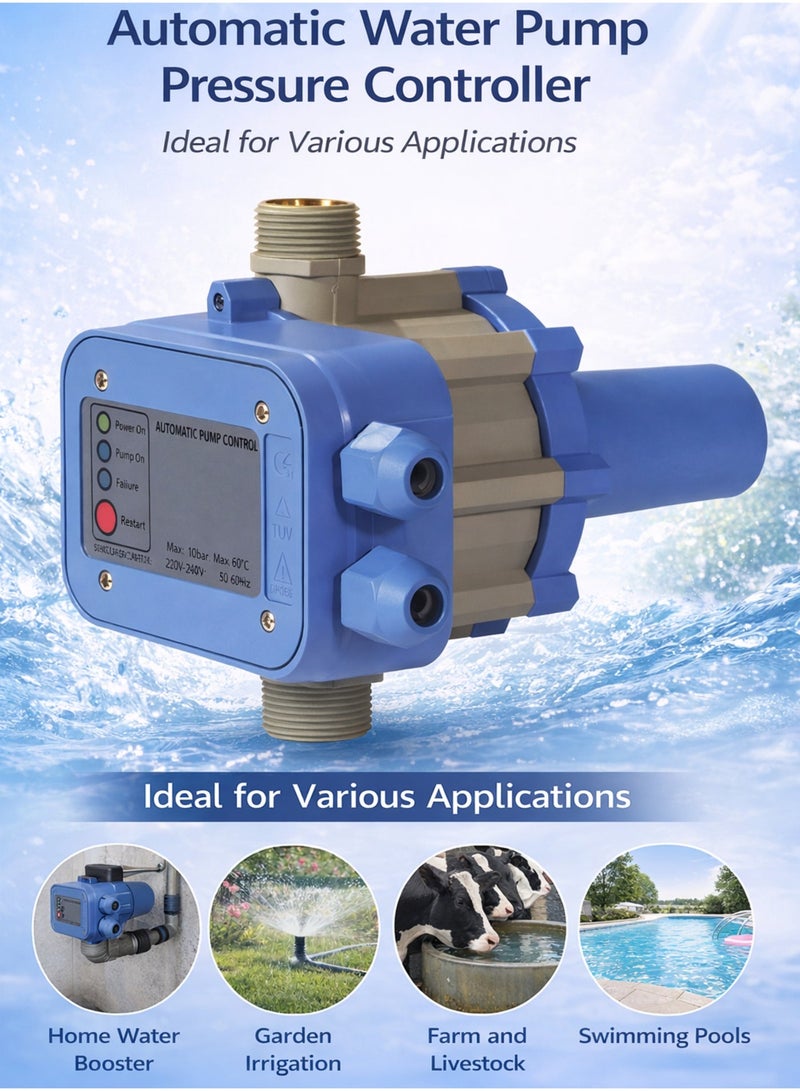 MODI Automatic Water Pump Pressure Controller 220-240V Electronic Pump Control Switch with Dry Run Protection for Home Booster Pump Garden Irrigation System - Image 1
