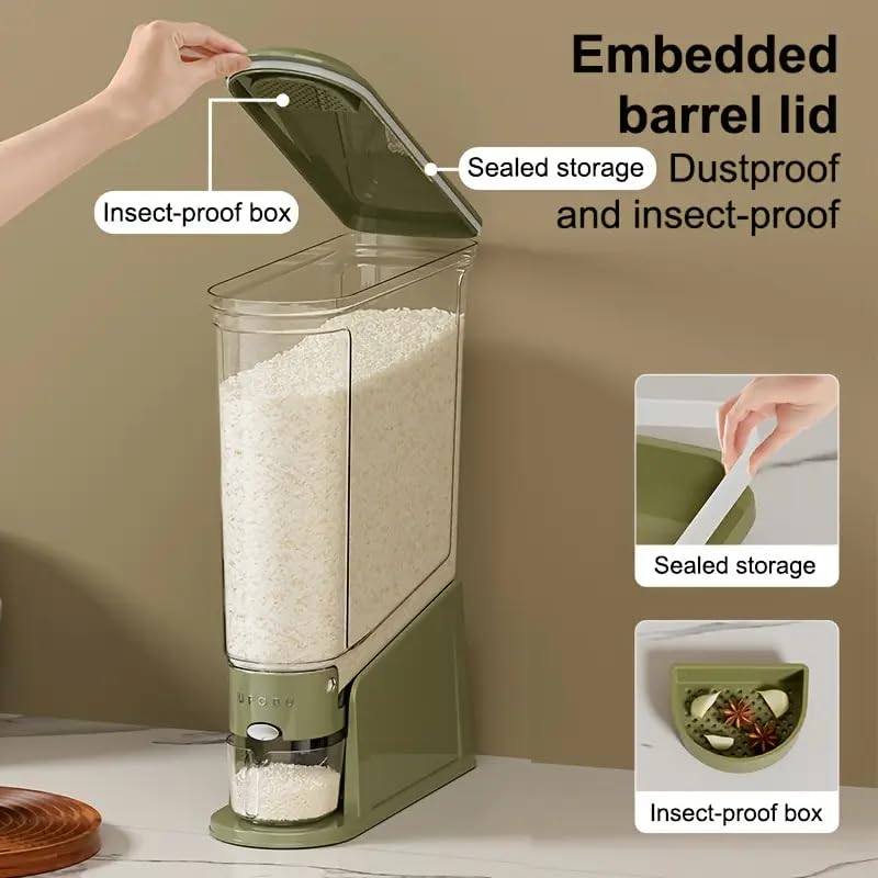 EVVIX حاوية أرز محكمة الإغلاق – صندوق تخزين حبوب خالي من BPA مع زر ضغط واحد، ختم مقاوم للآفات، خزان شفاف مرئي لمخزن المطبخ للأرز، الفاصوليا، القمح، الشوفان والحبوب - Image 4