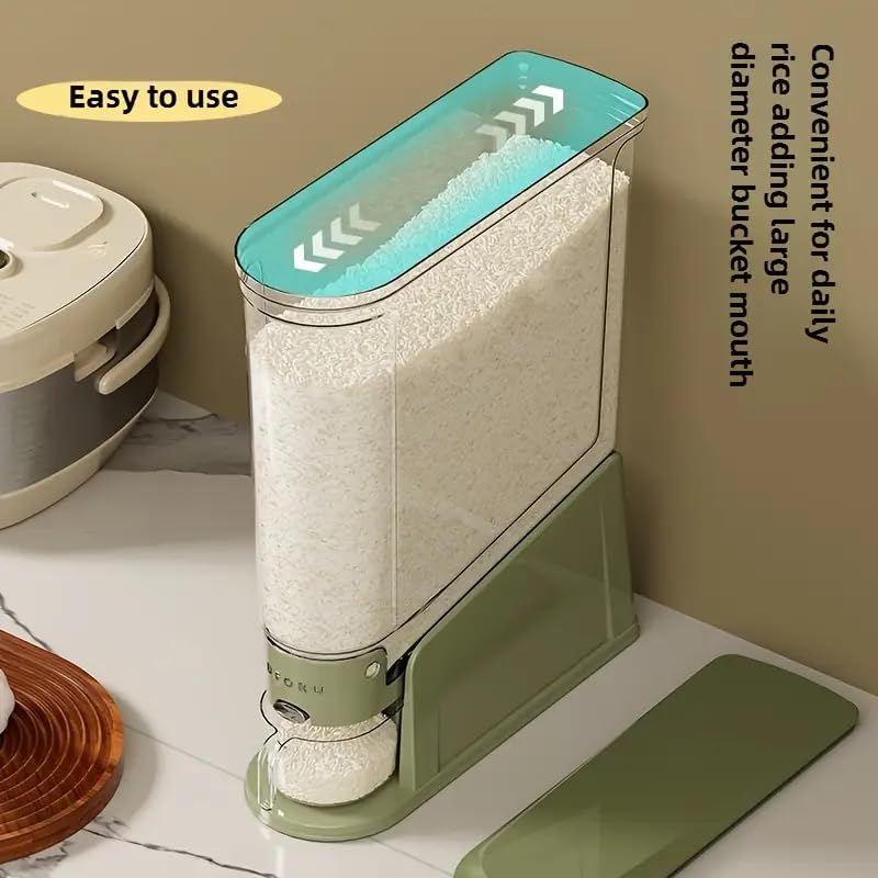 EVVIX حاوية أرز محكمة الإغلاق – صندوق تخزين حبوب خالي من BPA مع زر ضغط واحد، ختم مقاوم للآفات، خزان شفاف مرئي لمخزن المطبخ للأرز، الفاصوليا، القمح، الشوفان والحبوب - Image 3