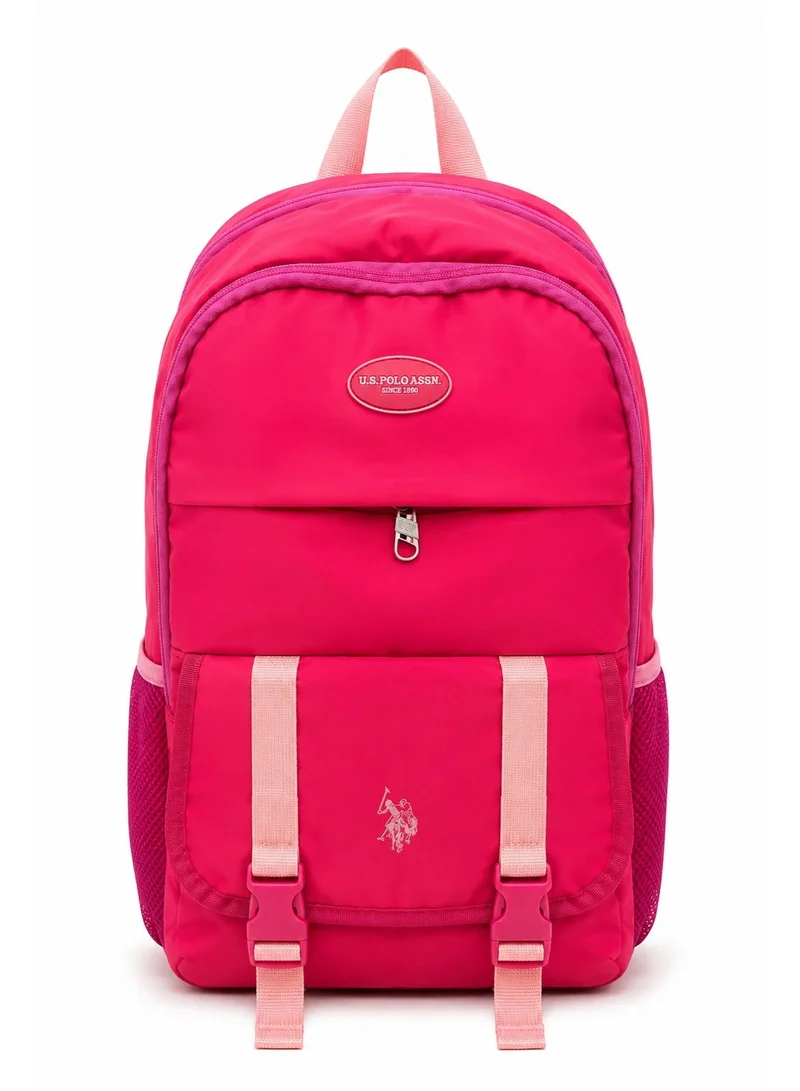 U.S. Polo Assn. U.S. Polo Assn. Classic Raspberry Cream Heritage Buckle Backpack for School and Office MultiCompartment Bag for Campus