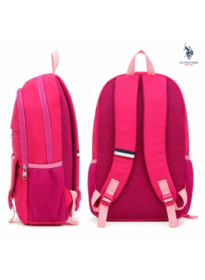 U.S. Polo Assn. U.S. Polo Assn. Classic Raspberry Cream Heritage Buckle Backpack for School and Office MultiCompartment Bag for Campus