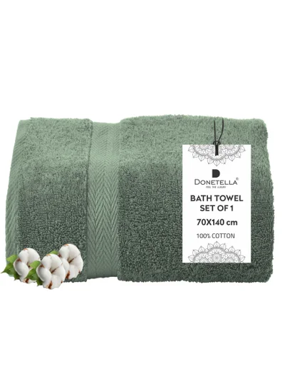 Donetella Premium 100 % Combed Cotton 1-Pcs Bath Towel(70 X 140 CM) 600 GSM Large Towel, Highly Absorbent, Quick Dry,Best Towel for Bathroom, Spa And Hotel, Olive Green