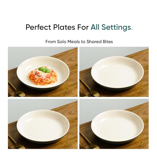 Shay Ceramic Pasta Bowl Set, 22cm, 2 Pieces, Grey Ivory | Glossy Finish | Stoneware Ceramic Serving Bowls | Ceramic Bowl | Pasta Serving Plate (Pasta Plate - Grey Ivory), 300 ml - Image 4