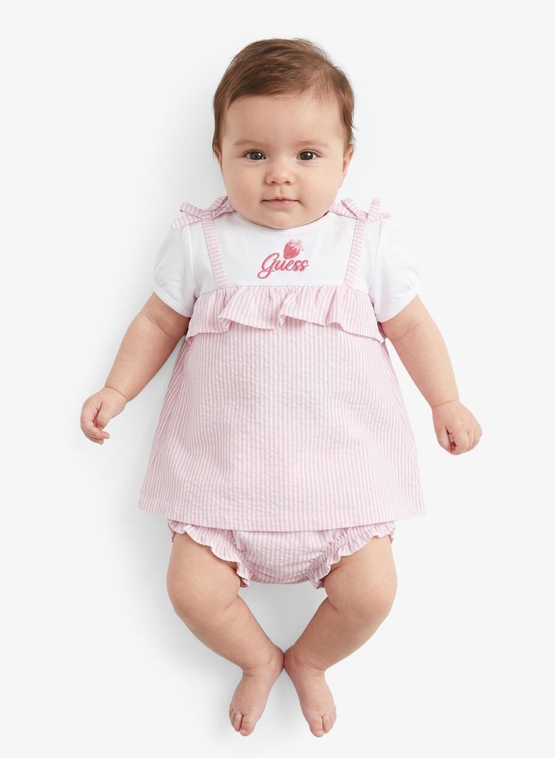 GUESS Infant Graphic Short Sleeve Mini Dress With Panties - Image 1