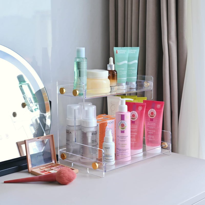 ffk Bathroom Organizer Countertop 2-Tier Storage：Bathroom Counter Organizer Acrylic Standing Holder Cosmetic Storage Perfume Shelf for Bathroom Bedroom Dressing Table1 - Image 5