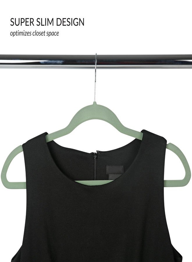 Simplify Slim Velvet Clothes Hangers | 50 Pack | Non-Slip | Shirts | Suit | Pants | Dresses | Garments | Closet Storage & Organization | Durable | Sage - Image 3