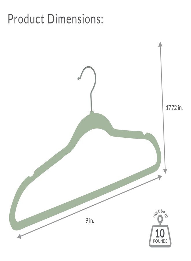 Simplify Slim Velvet Clothes Hangers | 50 Pack | Non-Slip | Shirts | Suit | Pants | Dresses | Garments | Closet Storage & Organization | Durable | Sage - Image 4