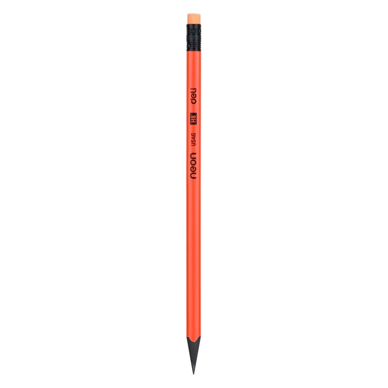 Deli deli WU54600 Neon Series Pre-Sharpened Wood-Free HB Pencils with Eraser (12 Pcs)  - Image 3