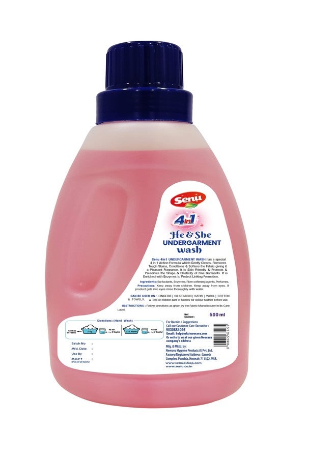 Senu 4in1 He & She Undergarment Wash 500ml | No Soaking Formula | Quick & Easy to Use | Super Gentle on Skin & Fabric | Hard on Stubborn Stains, Blood Stains, Body Oils, Perspiration & Dirt | Conditions & Softens Fabric | Protects & Preserves the Shape & Elasticity of Fabric | Enzymes Protection - Image 2