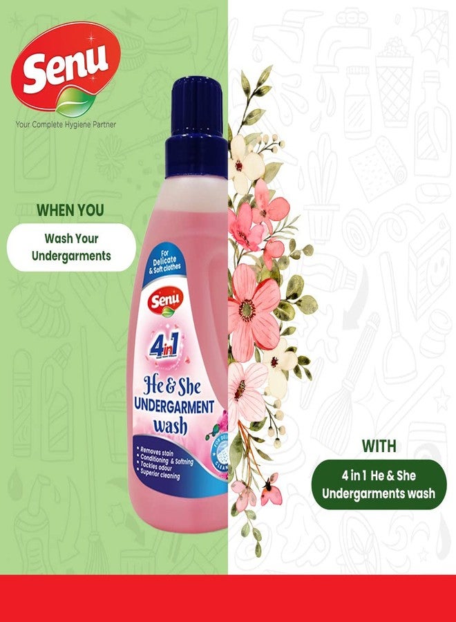 Senu 4in1 He & She Undergarment Wash 500ml | No Soaking Formula | Quick & Easy to Use | Super Gentle on Skin & Fabric | Hard on Stubborn Stains, Blood Stains, Body Oils, Perspiration & Dirt | Conditions & Softens Fabric | Protects & Preserves the Shape & Elasticity of Fabric | Enzymes Protection - Image 5