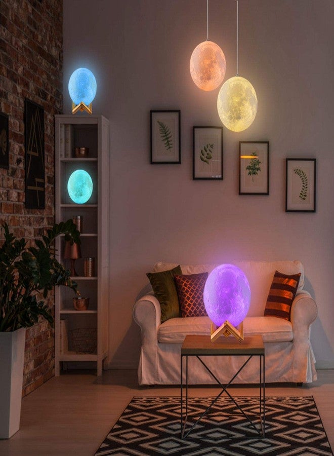 RUCON® 3D Moon Light Lamp 7 Multi Colors Changing Touch Sensor for Adult and Kids with Wooden Stand Moon Night Lamp for Bedroom Home Decorations Light -15cm - Image 2