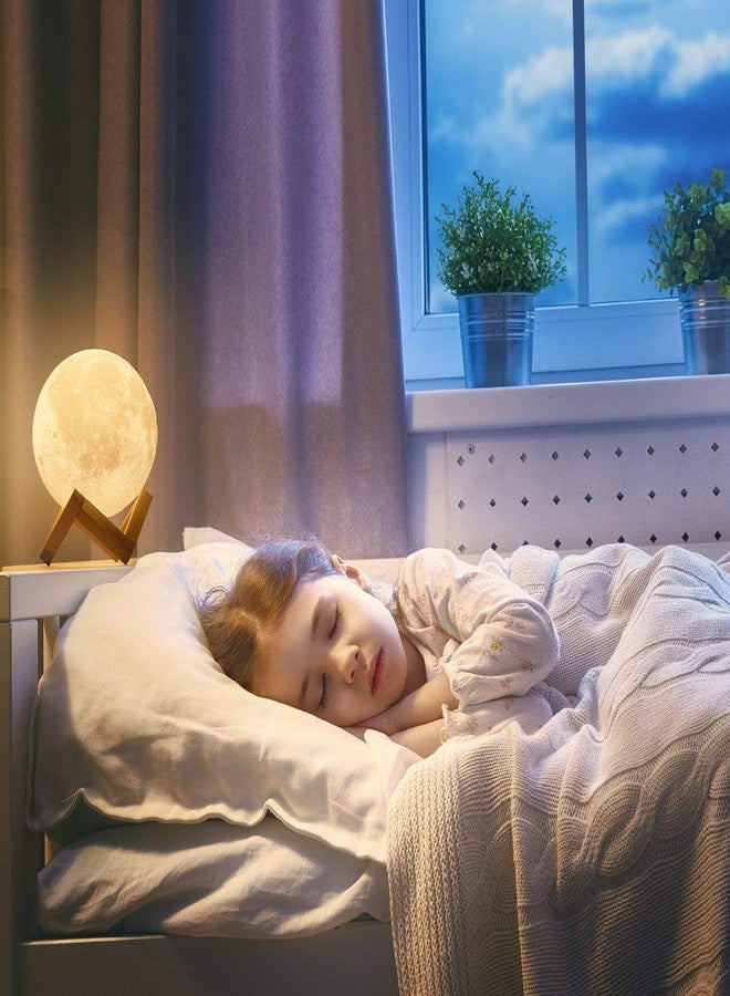 RUCON® 3D Moon Light Lamp 7 Multi Colors Changing Touch Sensor for Adult and Kids with Wooden Stand Moon Night Lamp for Bedroom Home Decorations Light -15cm - Image 5