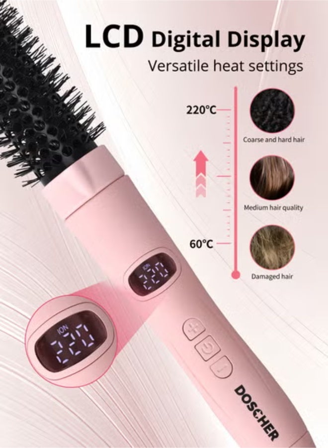 DOSCHER Thermal Brush Ionic Hair Styler Brush, 32mm Barrel for Straightening & Curling, Smooth & Shiny Hair, Adjustable 60–220°C, Fast Heat, Global Voltage - Image 3