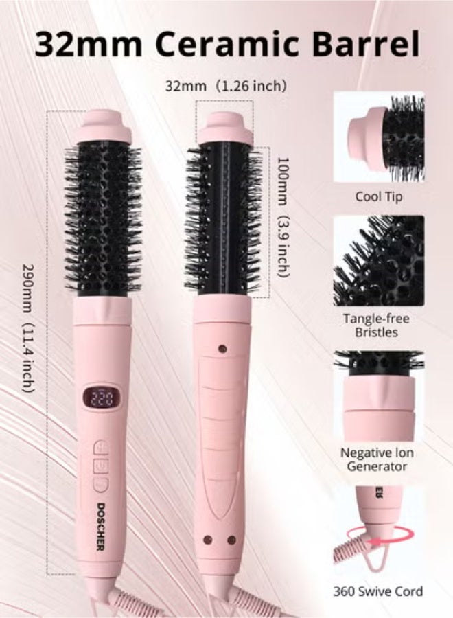 DOSCHER Thermal Brush Ionic Hair Styler Brush, 32mm Barrel for Straightening & Curling, Smooth & Shiny Hair, Adjustable 60–220°C, Fast Heat, Global Voltage - Image 4